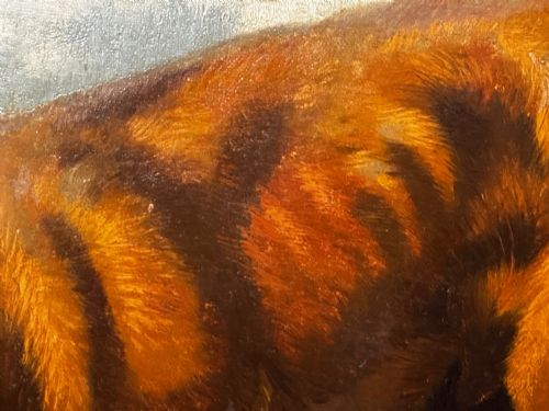 LARGE VICTORIAN OIL PAINTING HOUND DOGS IN SNOW WINTER SCOTTISH MOORS - ADDITIONAL PHOTO 19