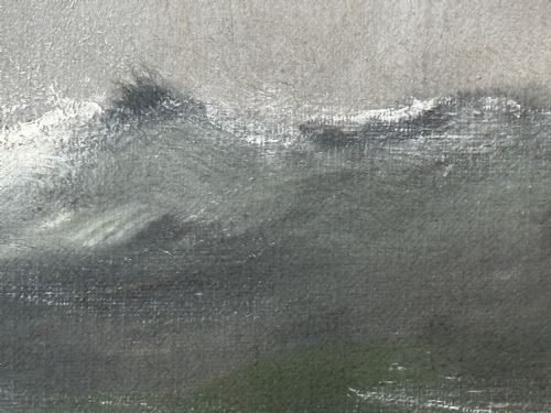 OIL PAINTING SHIP IN BAY BISCAY ATTRIBUTED DOUARD MARIE ADAM - ADDITIONAL PHOTO 15