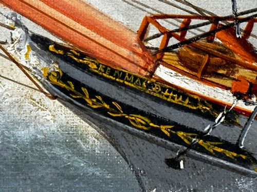 OIL PAINTING SHIP IN BAY BISCAY ATTRIBUTED DOUARD MARIE ADAM - ADDITIONAL PHOTO 20
