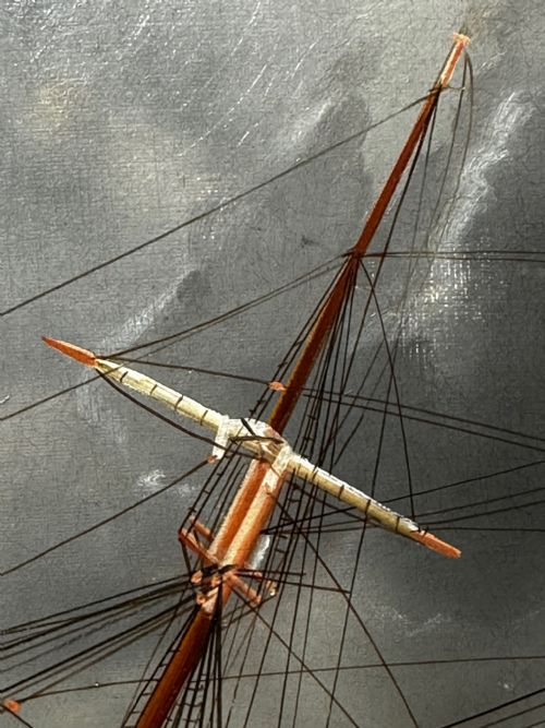 OIL PAINTING SHIP IN BAY BISCAY ATTRIBUTED DOUARD MARIE ADAM - ADDITIONAL PHOTO 26