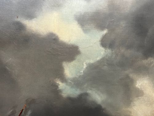 OIL PAINTING SHIP IN BAY BISCAY ATTRIBUTED DOUARD MARIE ADAM - ADDITIONAL PHOTO 27