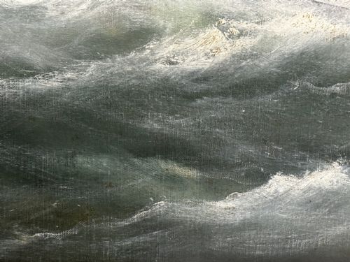 OIL PAINTING SHIP IN BAY BISCAY ATTRIBUTED DOUARD MARIE ADAM - ADDITIONAL PHOTO 28