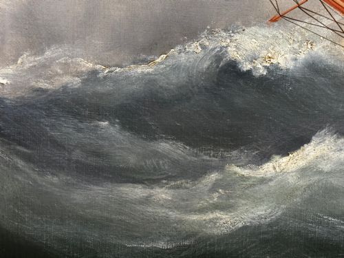 OIL PAINTING SHIP IN BAY BISCAY ATTRIBUTED DOUARD MARIE ADAM - ADDITIONAL PHOTO 29