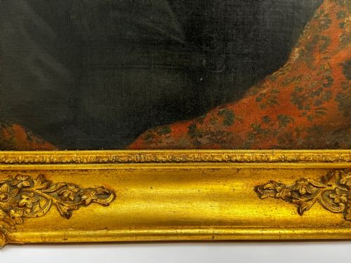 VICTORIAN OIL PAINTING PORTRAIT GRACEFUL YOUNG BRUNETTE LADY BLUE EYES - ADDITIONAL PHOTO 5