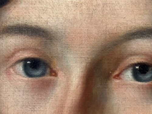 VICTORIAN OIL PAINTING PORTRAIT GRACEFUL YOUNG BRUNETTE LADY BLUE EYES - ADDITIONAL PHOTO 22