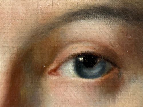 VICTORIAN OIL PAINTING PORTRAIT GRACEFUL YOUNG BRUNETTE LADY BLUE EYES - ADDITIONAL PHOTO 23