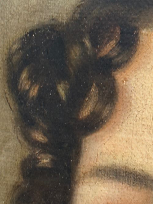VICTORIAN OIL PAINTING PORTRAIT GRACEFUL YOUNG BRUNETTE LADY BLUE EYES - ADDITIONAL PHOTO 25
