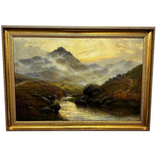 large oil painting taw marsh dartmoor devon by alfred de breanski jr - CATEGORY: ANTIQUE ART - DATED 1920
