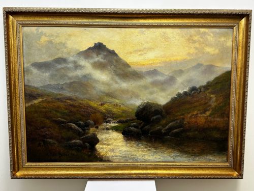 LARGE OIL PAINTING TAW MARSH DARTMOOR DEVON BY ALFRED DE BREANSKI JR - ADDITIONAL PHOTO 1