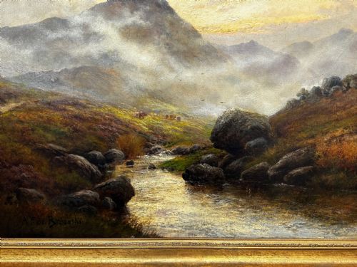 LARGE OIL PAINTING TAW MARSH DARTMOOR DEVON BY ALFRED DE BREANSKI JR - ADDITIONAL PHOTO 3