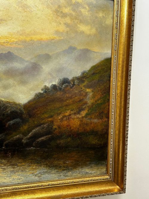 LARGE OIL PAINTING TAW MARSH DARTMOOR DEVON BY ALFRED DE BREANSKI JR - ADDITIONAL PHOTO 6