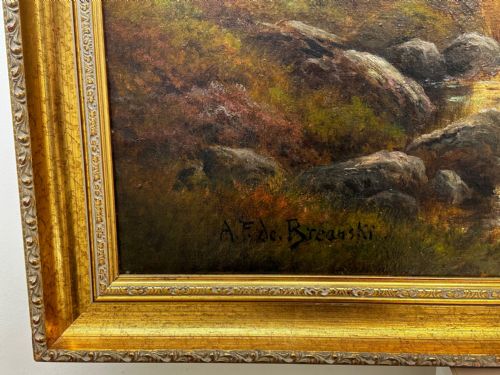 LARGE OIL PAINTING TAW MARSH DARTMOOR DEVON BY ALFRED DE BREANSKI JR - ADDITIONAL PHOTO 8
