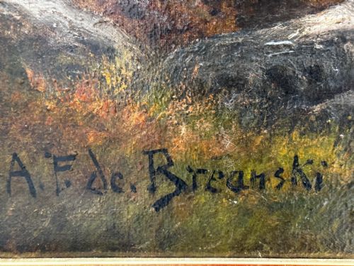 LARGE OIL PAINTING TAW MARSH DARTMOOR DEVON BY ALFRED DE BREANSKI JR - ADDITIONAL PHOTO 10