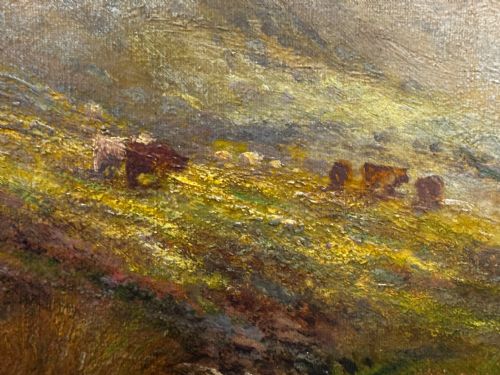 LARGE OIL PAINTING TAW MARSH DARTMOOR DEVON BY ALFRED DE BREANSKI JR - ADDITIONAL PHOTO 13