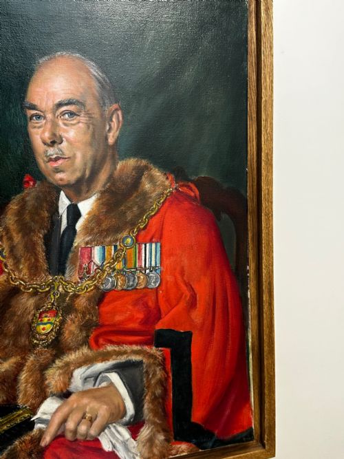 PORTRAIT MAYOR MAIDSTONE KENT RED COAT ROBES SIGNED BERNARD HAILSTONE - ADDITIONAL PHOTO 3