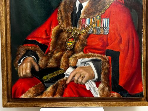 PORTRAIT MAYOR MAIDSTONE KENT RED COAT ROBES SIGNED BERNARD HAILSTONE - ADDITIONAL PHOTO 4
