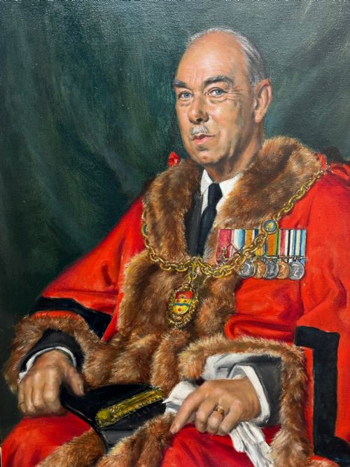 PORTRAIT MAYOR MAIDSTONE KENT RED COAT ROBES SIGNED BERNARD HAILSTONE - ADDITIONAL PHOTO 11