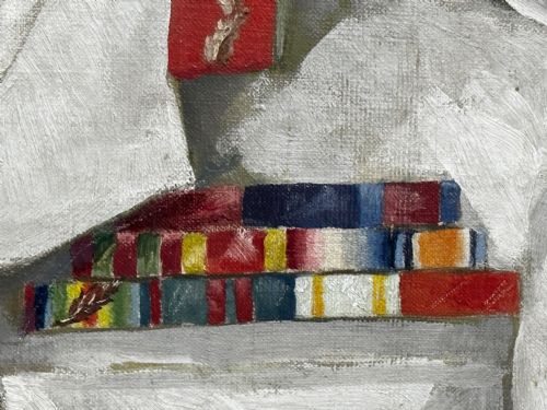 OIL PAINTING MILITARY MAJOR GENERAL BRITISH RAJ INDIAN ARMY OFFICER - ADDITIONAL PHOTO 14