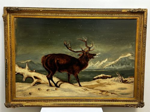 OIL PAINTING WINTER MONARCH STARLIT SKY FOLLOWER CLARENCE HENRY ROE - ADDITIONAL PHOTO 1