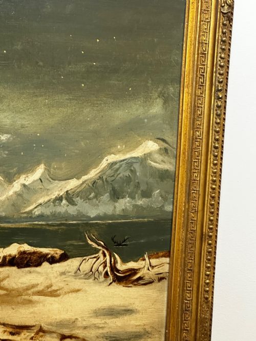 OIL PAINTING WINTER MONARCH STARLIT SKY FOLLOWER CLARENCE HENRY ROE - ADDITIONAL PHOTO 3