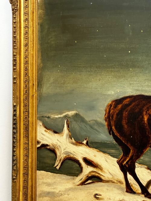 OIL PAINTING WINTER MONARCH STARLIT SKY FOLLOWER CLARENCE HENRY ROE - ADDITIONAL PHOTO 5