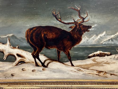 OIL PAINTING WINTER MONARCH STARLIT SKY FOLLOWER CLARENCE HENRY ROE - ADDITIONAL PHOTO 6