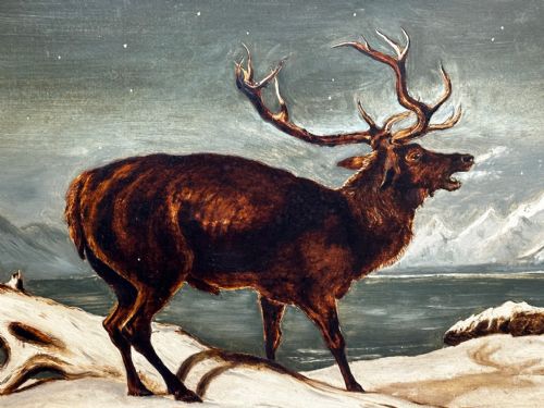 OIL PAINTING WINTER MONARCH STARLIT SKY FOLLOWER CLARENCE HENRY ROE - ADDITIONAL PHOTO 15