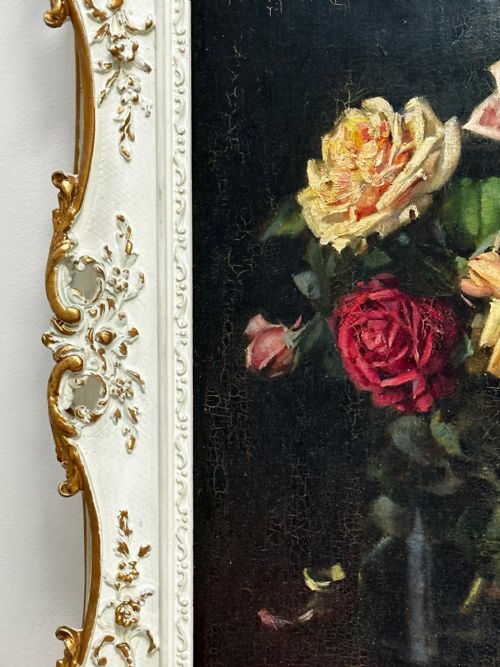 OIL PAINTING GARDEN ROSES BY ERNEST HIGGINS RIGG STAITHES GROUP - ADDITIONAL PHOTO 2