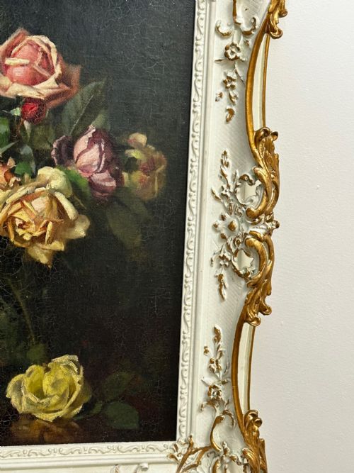 OIL PAINTING GARDEN ROSES BY ERNEST HIGGINS RIGG STAITHES GROUP - ADDITIONAL PHOTO 4