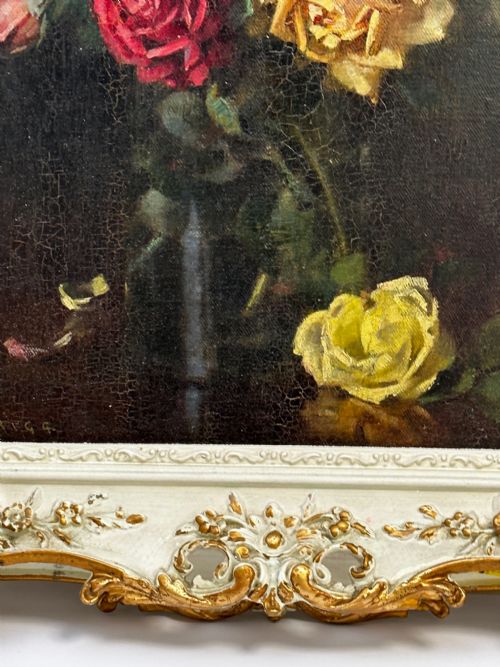 OIL PAINTING GARDEN ROSES BY ERNEST HIGGINS RIGG STAITHES GROUP - ADDITIONAL PHOTO 5