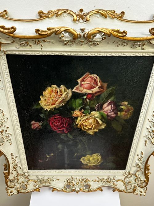 OIL PAINTING GARDEN ROSES BY ERNEST HIGGINS RIGG STAITHES GROUP - ADDITIONAL PHOTO 6