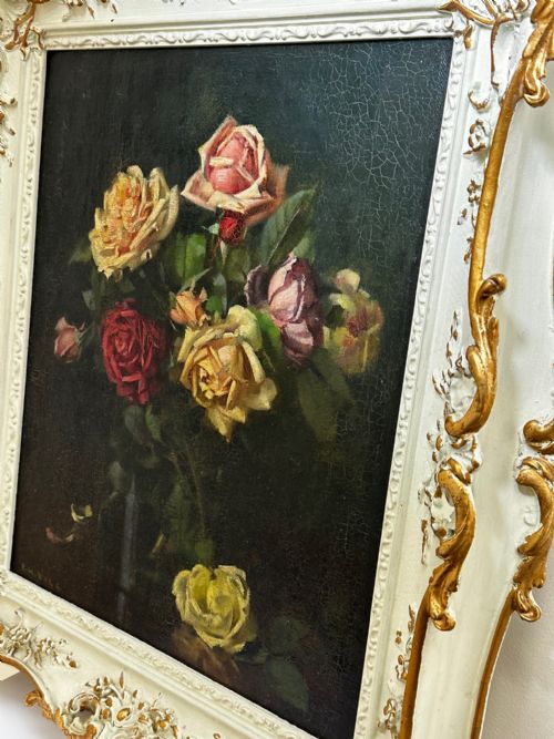 OIL PAINTING GARDEN ROSES BY ERNEST HIGGINS RIGG STAITHES GROUP - ADDITIONAL PHOTO 17