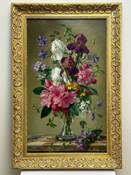 OIL PAINTING FLOWERS LILIES IRISES LILACS HIBISCUS BY ALBERT WILLIAMS - ADDITIONAL PHOTO 1