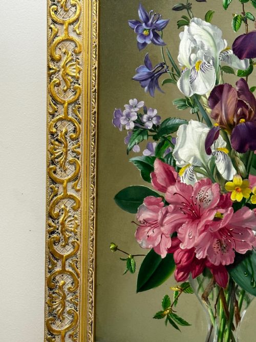 OIL PAINTING FLOWERS LILIES IRISES LILACS HIBISCUS BY ALBERT WILLIAMS - ADDITIONAL PHOTO 3