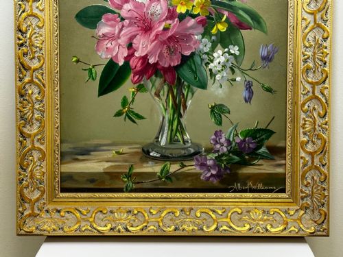 OIL PAINTING FLOWERS LILIES IRISES LILACS HIBISCUS BY ALBERT WILLIAMS - ADDITIONAL PHOTO 4