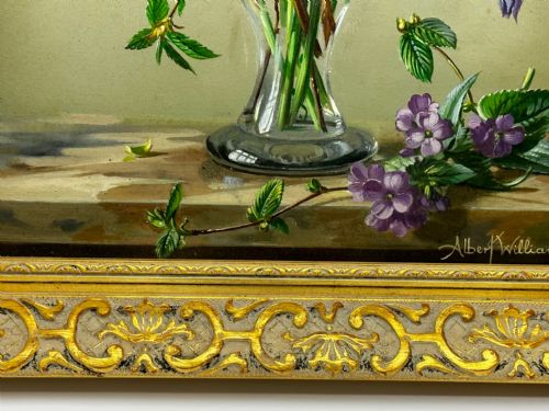 OIL PAINTING FLOWERS LILIES IRISES LILACS HIBISCUS BY ALBERT WILLIAMS - ADDITIONAL PHOTO 5