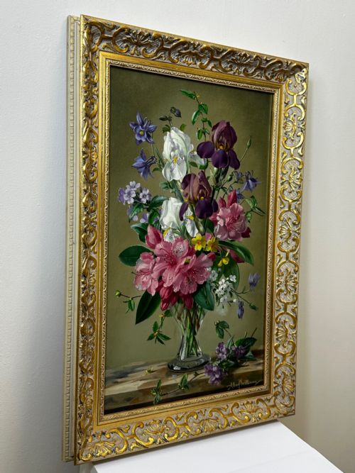 OIL PAINTING FLOWERS LILIES IRISES LILACS HIBISCUS BY ALBERT WILLIAMS - ADDITIONAL PHOTO 8