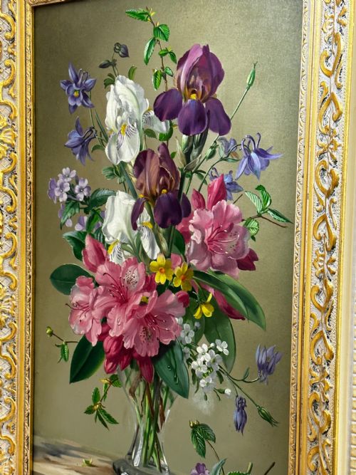 OIL PAINTING FLOWERS LILIES IRISES LILACS HIBISCUS BY ALBERT WILLIAMS - ADDITIONAL PHOTO 11