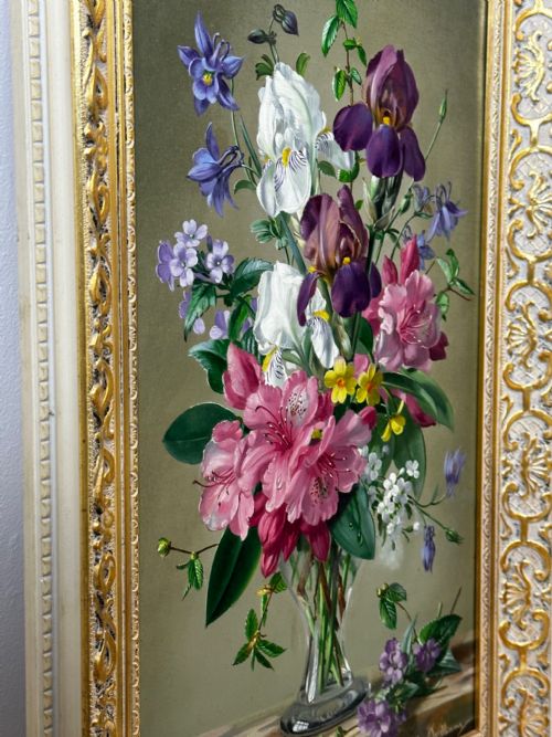 OIL PAINTING FLOWERS LILIES IRISES LILACS HIBISCUS BY ALBERT WILLIAMS - ADDITIONAL PHOTO 12