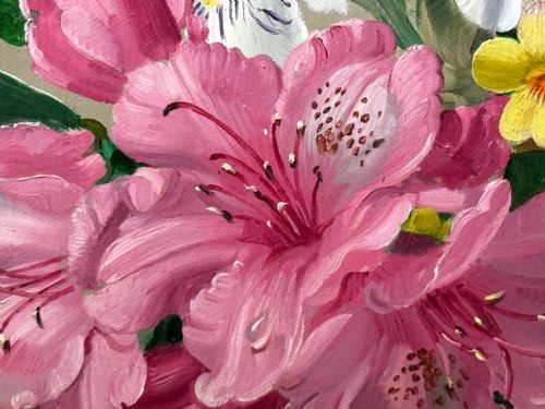 OIL PAINTING FLOWERS LILIES IRISES LILACS HIBISCUS BY ALBERT WILLIAMS - ADDITIONAL PHOTO 22