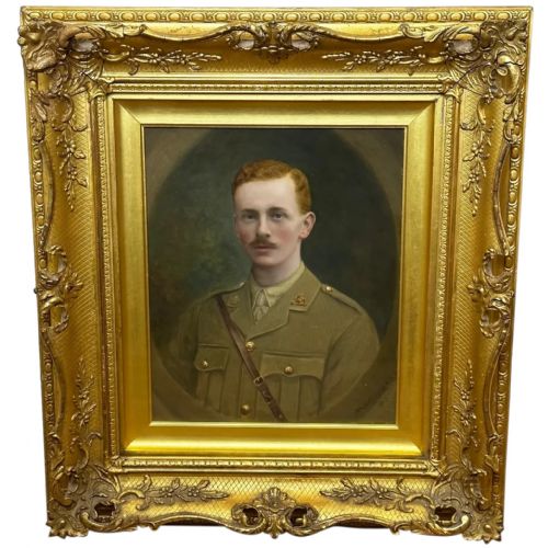 ww1 oil painting portrait young gentlemen british army soldier c1915 - CATEGORY: ANTIQUE ART - DATED EDWARDIAN