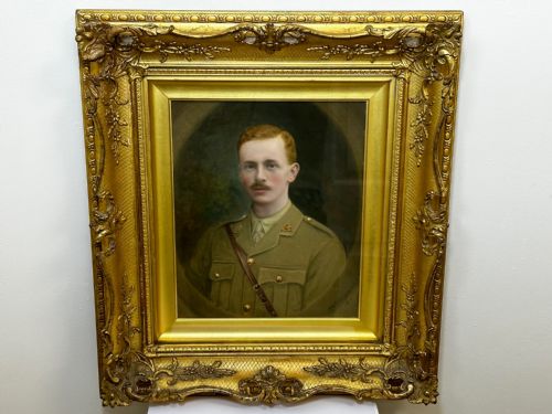 WW1 OIL PAINTING PORTRAIT YOUNG GENTLEMEN BRITISH ARMY SOLDIER C1915 - ADDITIONAL PHOTO 1