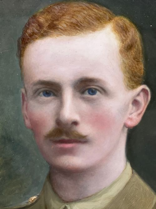 WW1 OIL PAINTING PORTRAIT YOUNG GENTLEMEN BRITISH ARMY SOLDIER C1915 - ADDITIONAL PHOTO 7