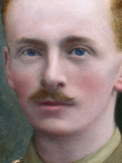 WW1 OIL PAINTING PORTRAIT YOUNG GENTLEMEN BRITISH ARMY SOLDIER C1915 - ADDITIONAL PHOTO 12
