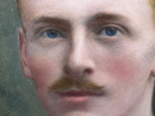 WW1 OIL PAINTING PORTRAIT YOUNG GENTLEMEN BRITISH ARMY SOLDIER C1915 - ADDITIONAL PHOTO 14