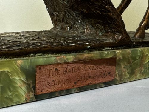 fig 3. Equine Bronze Race Horses & Jockeys Galloping Triumph Hurdle Sculpture