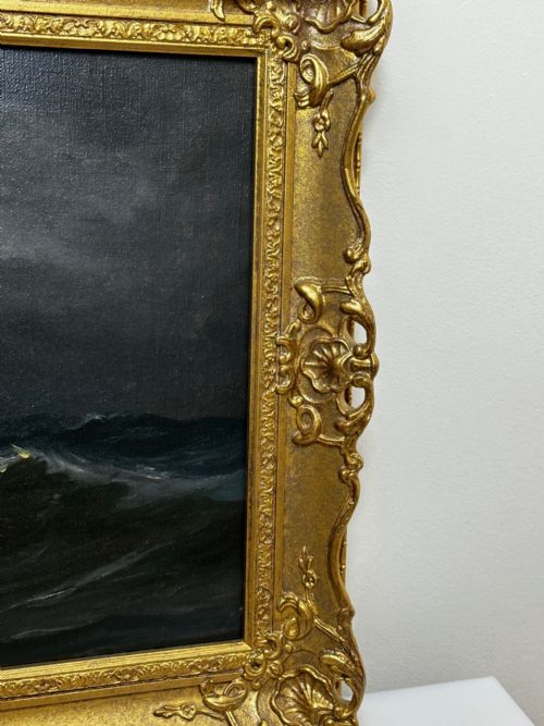 OIL PAINTING MARINE SHIP SAILING BY MOONLIGHT BY JOHN DAVIDSON LIDDELL - ADDITIONAL PHOTO 2