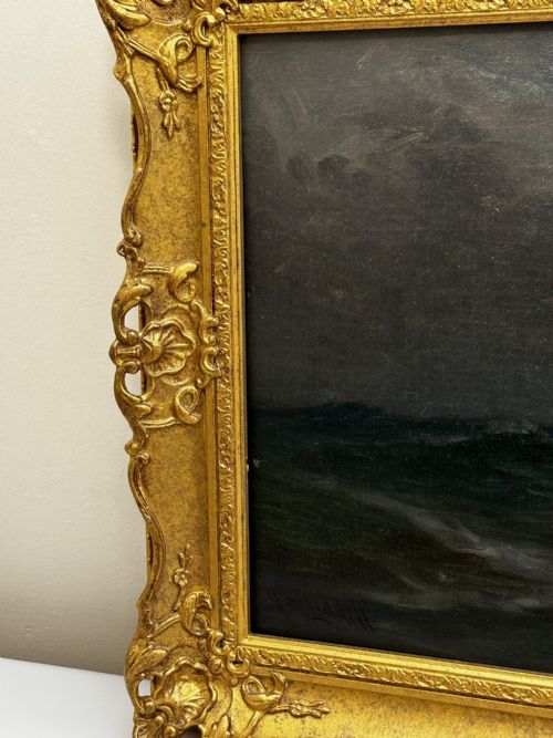 OIL PAINTING MARINE SHIP SAILING BY MOONLIGHT BY JOHN DAVIDSON LIDDELL - ADDITIONAL PHOTO 4