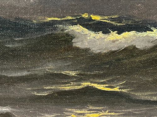 OIL PAINTING MARINE SHIP SAILING BY MOONLIGHT BY JOHN DAVIDSON LIDDELL - ADDITIONAL PHOTO 14