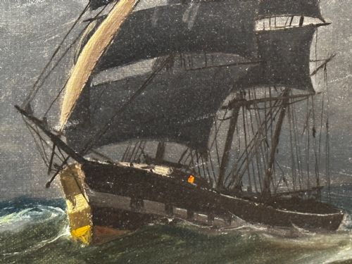 OIL PAINTING MARINE SHIP SAILING BY MOONLIGHT BY JOHN DAVIDSON LIDDELL - ADDITIONAL PHOTO 24